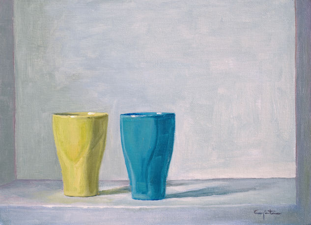 Dos vasos Oil Canvas Still Life Paintings