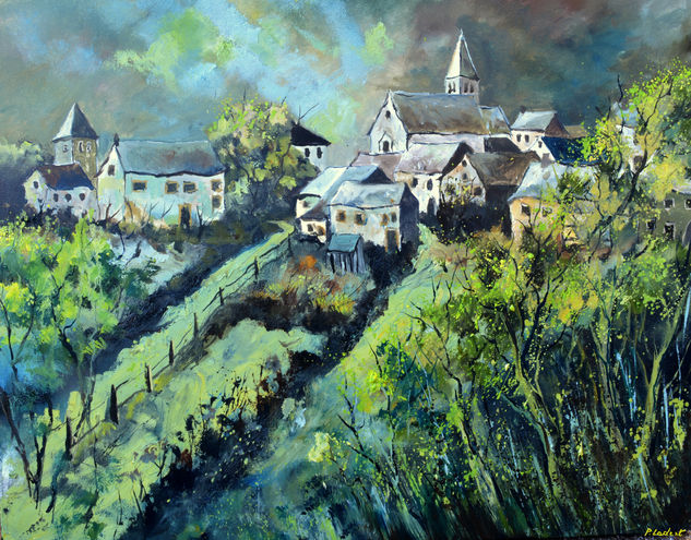 A village in my countryside   in spring - 97 Finnevaux Oil Canvas Landscaping