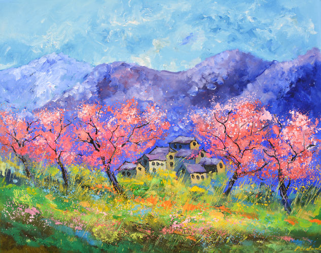 Pink spring Oil Canvas Landscaping