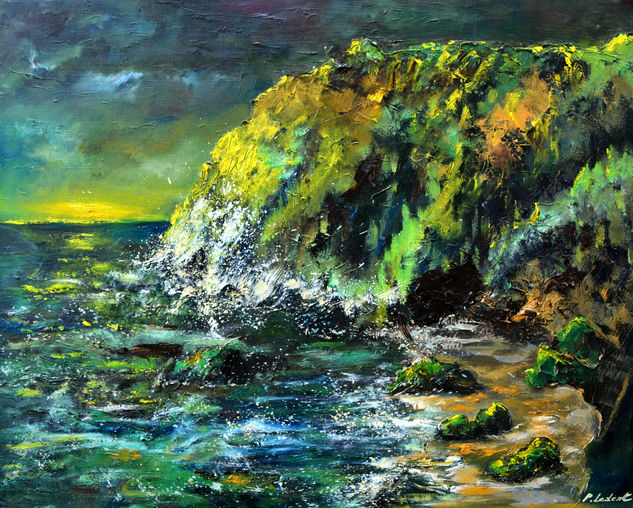 Sunlight on the cliffs Oil Canvas Marine Painting