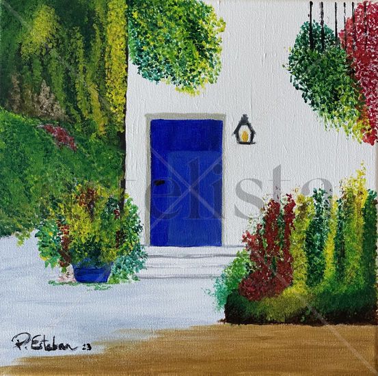 Fachada de casa mediterránea Acrylic Canvas Landscaping