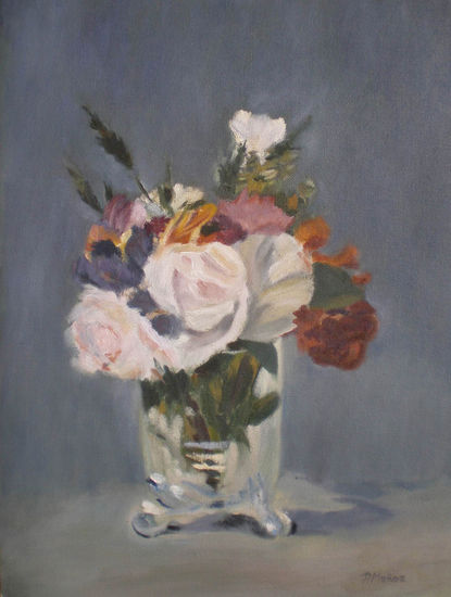 Florero. Manet Oil Canvas Still Life Paintings