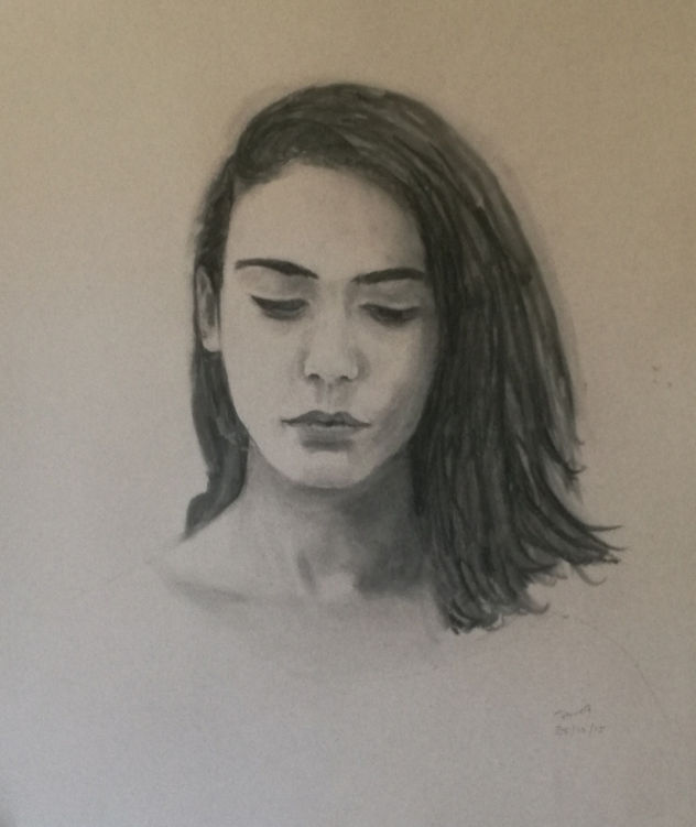 Retrato. Dibujo a carboncillo