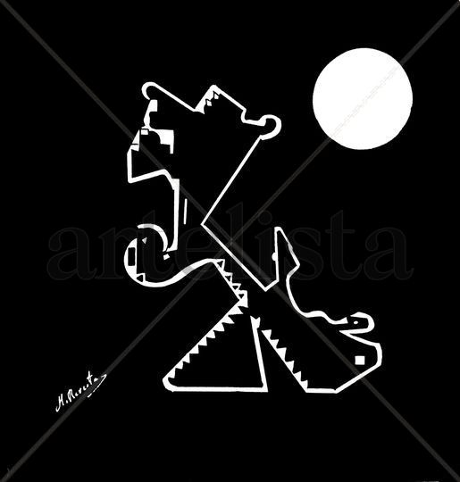 ASUSTADO CON TRIÁNGULOS Y LUNA BLANCA