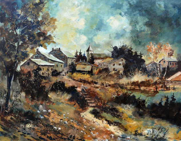 An old village in my countryside Oil Canvas Landscaping