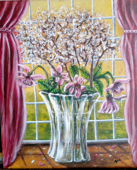 Cristal y flores Acrylic Canvas Floral Painting