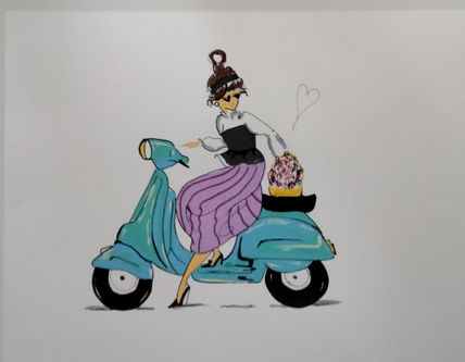 Mujer con Vespa