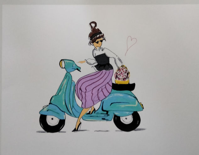 Mujer con Vespa Rotulador