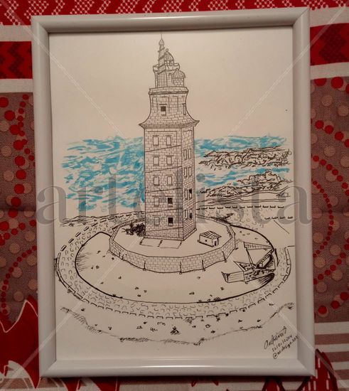 Ilustración Torre de Hércules - A Coruña. Galicia Rotulador