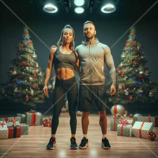 happy christmas fitness couple 