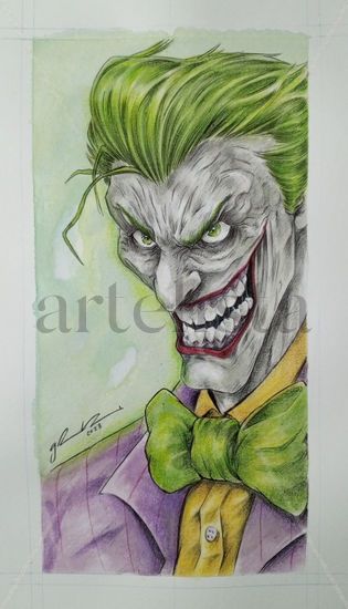 Joker DC comics Acuarela Papel Retrato