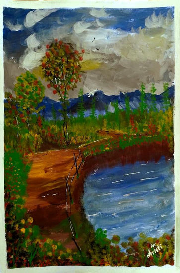 el lago verano Acrylic Card Landscaping