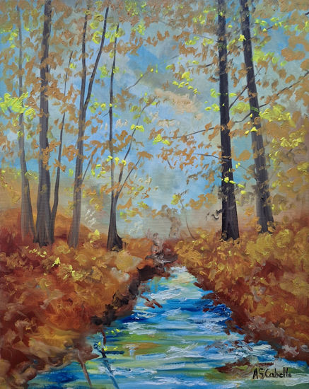 Río pleno otoño Oil Canvas Landscaping