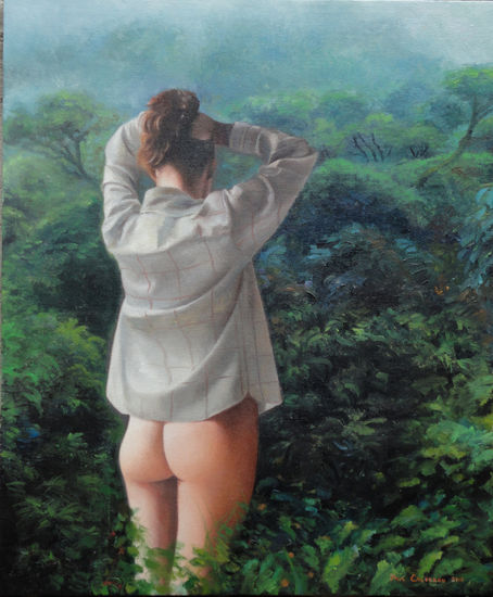 mujer con camisa Oil Canvas Figure Painting