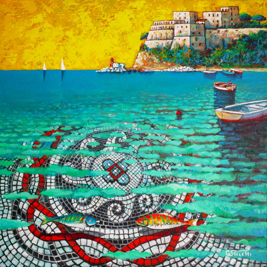 Nuovi mosaici a Baia Acrylic Textile Marine Painting