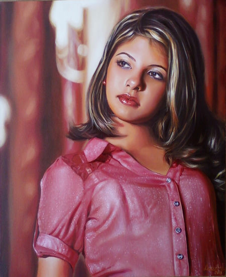 Belleza latente, retrato de una quinceañera Oil Canvas Portrait