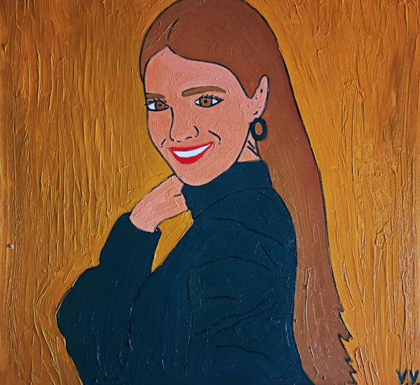 Paula Echevarría Oil Textile Portrait