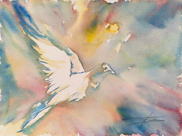 PALOMAS AL VUELO 4 Watercolour Paper Animals