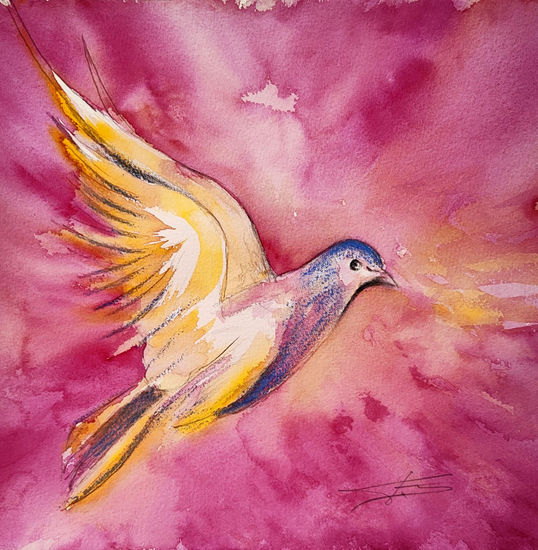 PALOMAS AL VUELO 1 Watercolour Paper Animals