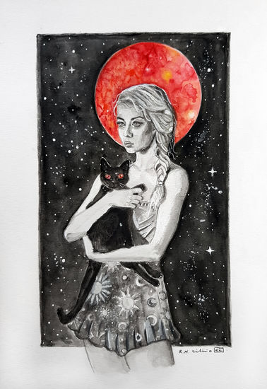 Luna de sangre Mixed Media