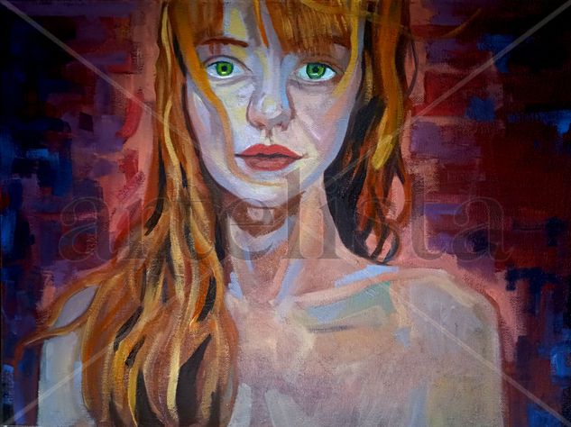 Mirada inquietante Oil Canvas Portrait