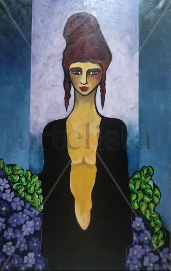 La mujer de negro Oil Canvas Figure Painting