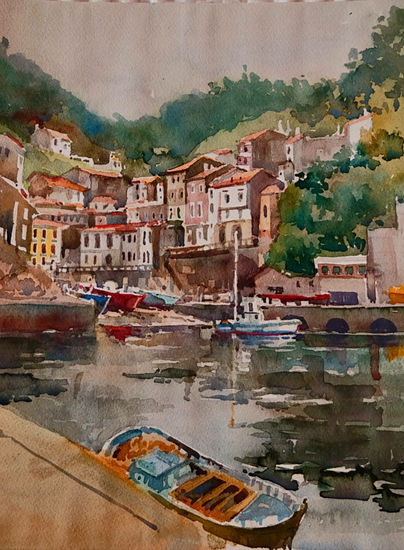 Cudillero Acuarela Papel Paisaje