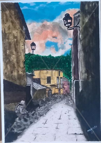 Pueblo antiguo Watercolour Card Landscaping