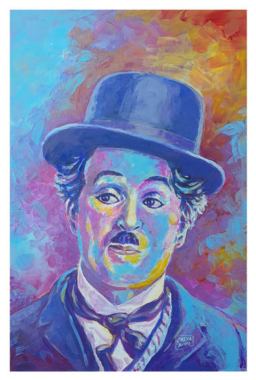 Chaplin Acrylic Panel Figure Painting