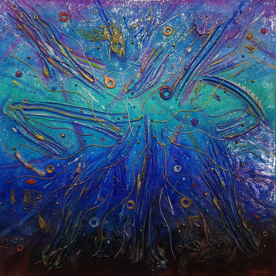 Space jellyfish Mixed media Canvas Figure Painting