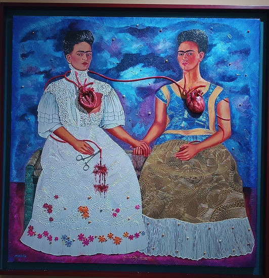 Las dos Fridas y mis demonios internos Mixed media Canvas Portrait