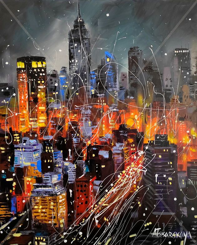 New York in night light