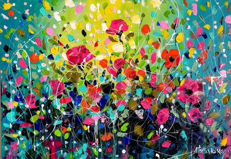 Colorful flowers field