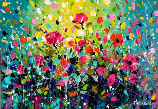 Colorful flowers field