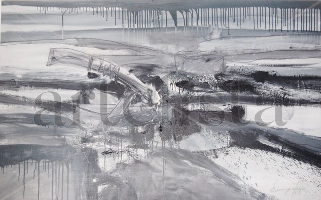 Enrique Lobo, El Paisaje (Blanco/Negro) Media Mixta Tela Paisaje