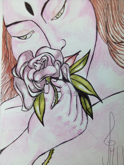 Mujer con flor Pencil