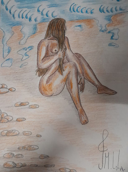 Mujer en la playa Pencil