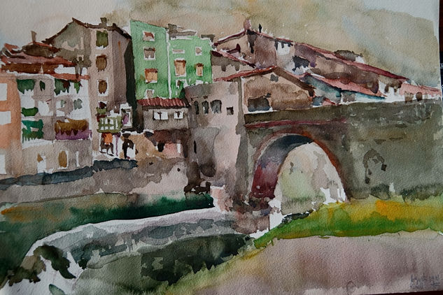 Ripoll (Girona) Acuarela Papel Paisaje