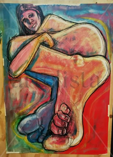 La Pierna izquierda del infierno Acrylic Paper Nude Paintings