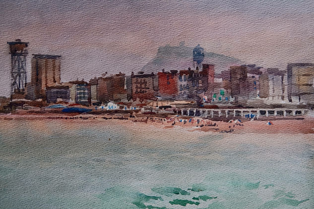 Platja de la Barceloneta (Barcelona) Watercolour Paper Marine Painting