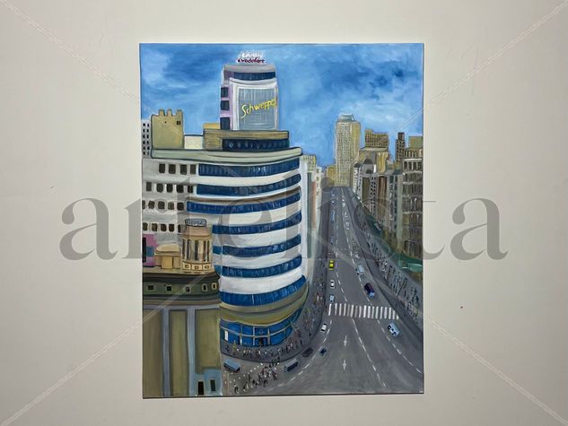 La Calle de Madrid Oil Canvas Landscaping