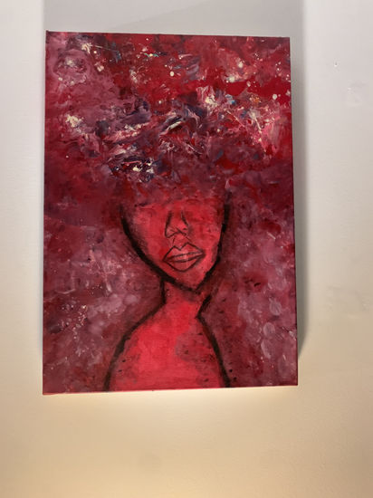 Red lady Acrylic Canvas Figure Painting