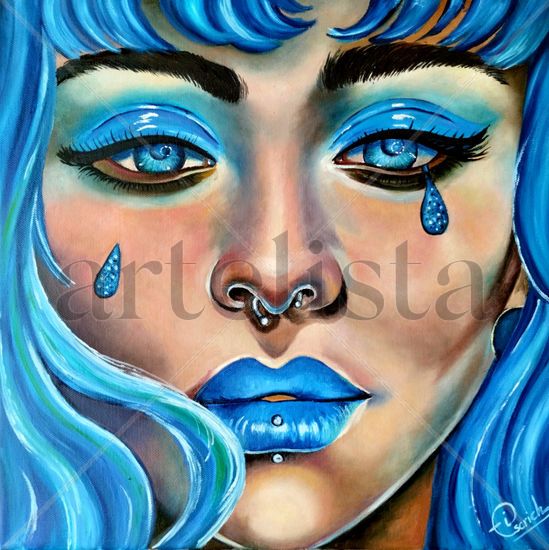 Bleu Oil Canvas Figure Painting