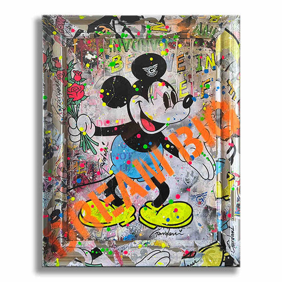 Always Happy Mickey – Original Painting on canvas Media Mixta Lienzo Otros