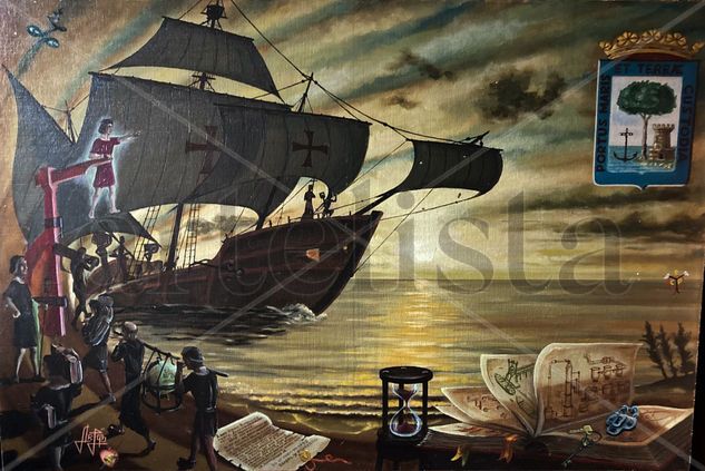 The expedition to the Americas departing from the Port of Palos. Oil Canvas Others