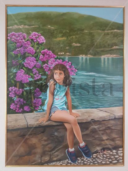 Descanso en el lago Maggiore Oil Canvas Portrait