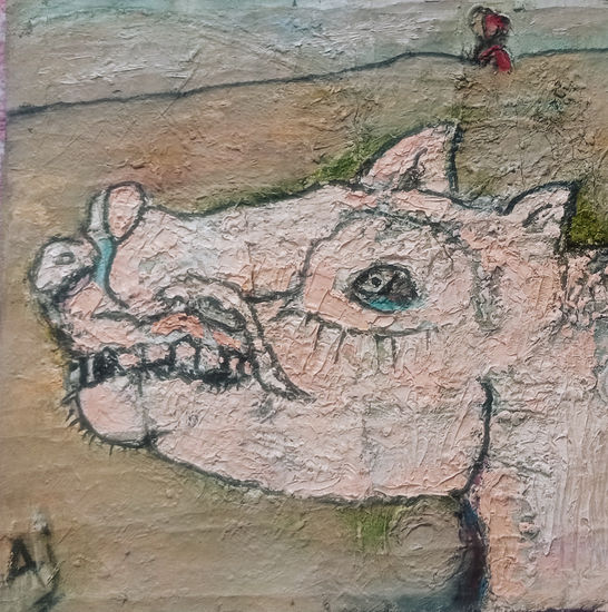 MAN AND DOG Óleo Lienzo Animales