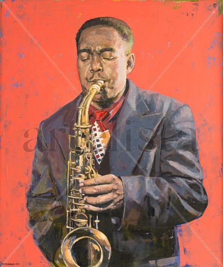 Proyecto Jazz 2023 Charlie Parker Óleo Tabla Retrato