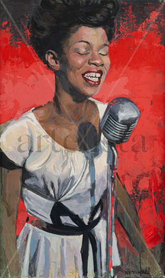 Proyecto jazz 2023 Sarah Vaughan Óleo Tabla Retrato