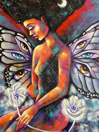 Winged dreams / Sueños alados Acrylic Canvas Figure Painting